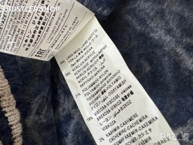 Мъжки кашмирен пуловер VINTAGE STILE BENETTON. Размер М, снимка 8 - Пуловери - 52674736