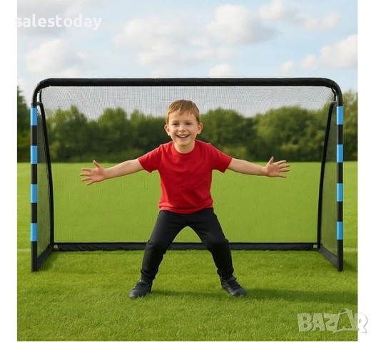 Футболна врата с метална конструкция и бяла мрежа, 180x60x120см , снимка 2 - Детски топки - 44430677