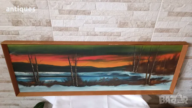 Картини "Пейзажи" два броя (92/33см и 82/33см) - комплект, снимка 7 - Антикварни и старинни предмети - 47504336
