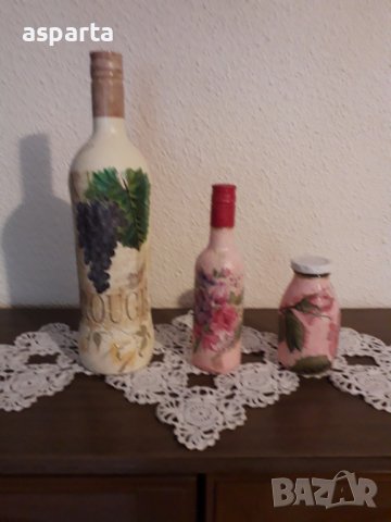  Декорирани подноси и празни бутилки , снимка 6 - Декорация за дома - 14386886