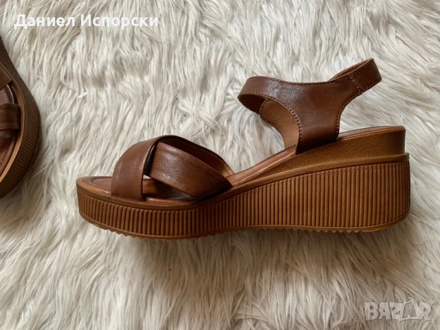 Кафяви сандали естествена кожа, снимка 3 - Сандали - 50866554