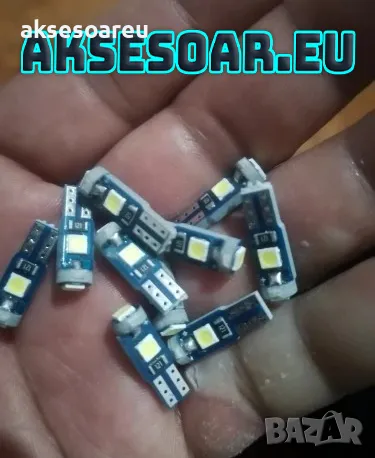 Нови 10 бр. малки габаритни крушки за арматурно табло T5 3SMD LED супер ярък 3030 LED вътрешно освет, снимка 6 - Аксесоари и консумативи - 48677317