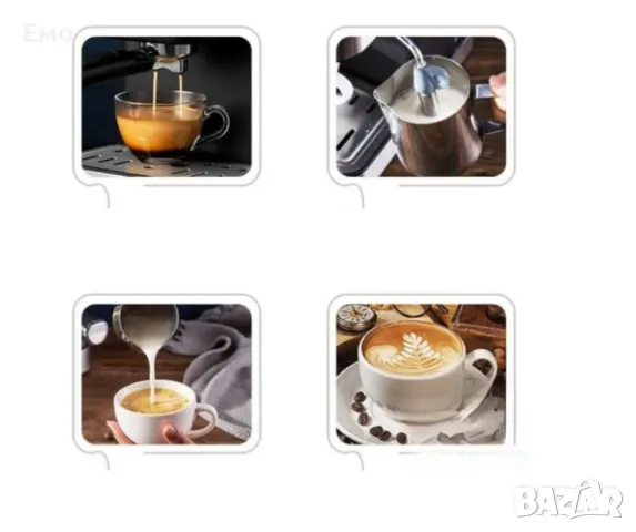 Кафемашина – Еспресо и капучино с млечна пяна, неръждаема стомана, снимка 4 - Кафемашини - 47943398