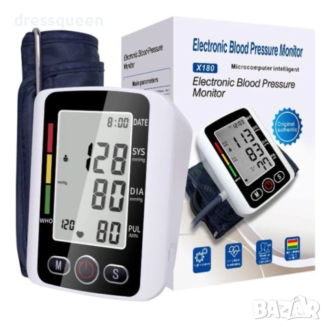 4493 Прецизен електронен апарат за кръвно налягане с памет за 180 записа и голям LCD дисплей