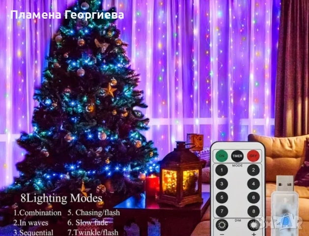 Коледна завеса многоцветна, снимка 4 - Декорация за дома - 52537783