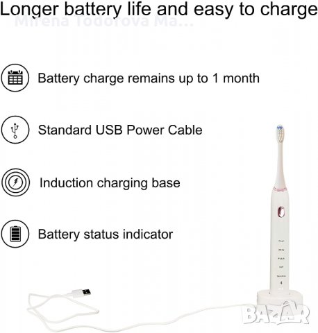 Презареждаща се електронна четка за зъби Sonic Bluetooth Dupont, снимка 4 - Други - 35208000