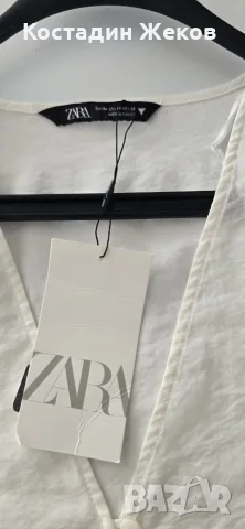 Нов със етикет. Бял къс дамски топ (кроп топ) с дълъг ръкав от марката Zara. , снимка 5 - Корсети, бюстиета, топове - 56142835