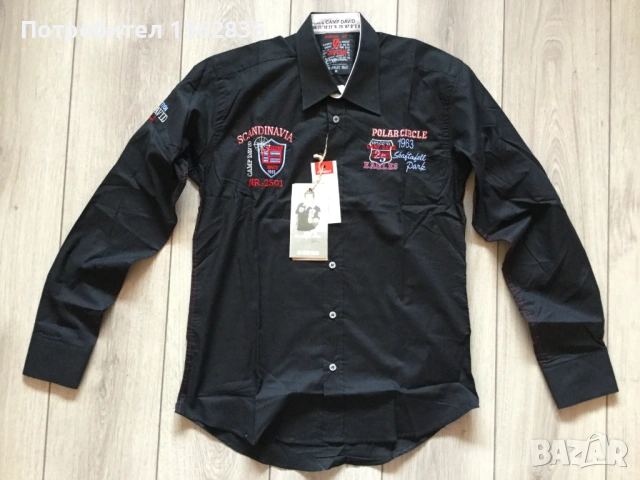 НОВА черна мъжка памучна риза CAMP DAVID размер XXL от Германия
