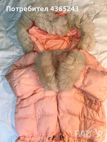 Дамско розово зимно късо яке с пух размер М, снимка 5 - Якета - 52576719