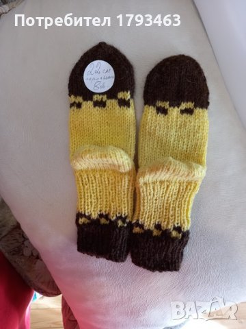 Ръчно плетени детски чорапи с дължина на ходилото 22см, снимка 1 - Чорапи - 39714686