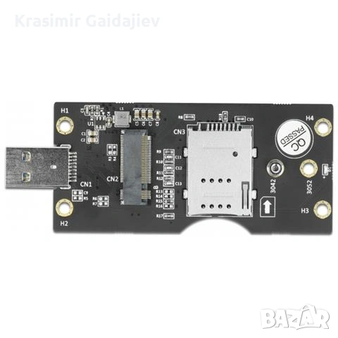 DeLOCK USB 3.2 Gen 1 конвертор от Type-A щепсел към M.2 Key B със слот за SIM карта