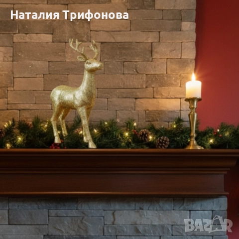 Декоративен Коледен eлен – Златист или бял, с празнични детайли, снимка 6 - Декорация за дома - 52683388