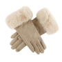 Нови дамски бежови ръкавици с пухче, снимка 1