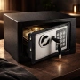 Електронен сейф с кодова клавиатура и резервен механичен ключ , снимка 3