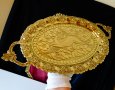 Бронзов поднос,плато,фруктиера,лов,Елен,маркиран., снимка 7