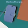 Калъф-портфейл VANAVAGY за iPhone 16E, безжично зареждане Magsafe, син, снимка 5