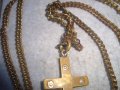СТАРИННО ПОСРЕБРЕНО БРОНЗОВО РАЗПЯТИЕ КРЪСТ МАЙСТОРСКА РЯДКА РАБОТА с ПОЗЛАТЕНА РЕТРО ВЕРИЖКА 17316 , снимка 10