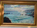 стара картина морски пейзаж, снимка 4