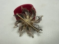 Филигранна сребърна брошка с позлата. №7794, снимка 8