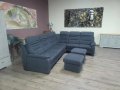 Тъмно сив ъглов диван от плат и две табуретки POLOPOL PP-HS10002, снимка 1 - Дивани и мека мебел - 44216106
