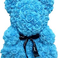 Мече от рози-40 см./синьо мече от рози/мече от рози в луксозна кутия с панделка , снимка 4 - Декорация за дома - 44341418