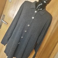 Тъмно сива зимна блуза с декоративни копчета звездички 3ХЛ, снимка 1 - Блузи с дълъг ръкав и пуловери - 35052455