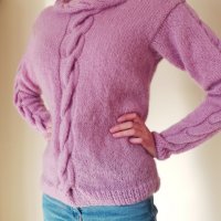 Ръчно плетена блуза в лилав цвят, снимка 7 - Блузи с дълъг ръкав и пуловери - 31168101