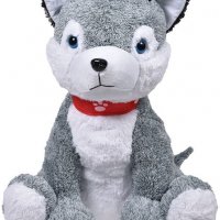 Плюшено куче хъски сиво бяло, 47х47х60см, снимка 1 - Плюшени играчки - 39555117