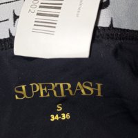 Supertrash S,M-Черен секси бански с надписи, снимка 6 - Бански костюми - 37289303