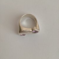 Сребърен масивен пръстен с розови цирконий - 925 сребро, снимка 3 - Пръстени - 30749329