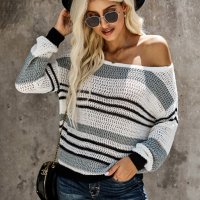 Разпродажба! Дамски пуловер на райе, снимка 3 - Блузи с дълъг ръкав и пуловери - 39697608