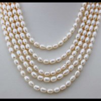 Петредов колие  от бели естествени перли, снимка 3 - Колиета, медальони, синджири - 38690372