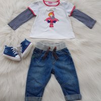 Дънки блуза и буйки за малка дама 3-6 месеца, снимка 7 - Комплекти за бебе - 29855182