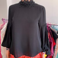 Черна блуза риза Zara , снимка 4 - Блузи с дълъг ръкав и пуловери - 40818802