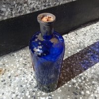Уникално старо шише,син кобалт,канелево масло, снимка 10 - Антикварни и старинни предмети - 35625863