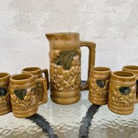 Комплект кана с чаши за пунш №1389, снимка 2 - Антикварни и старинни предмети - 35017128