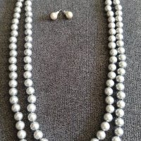 Комплект - гердан от естествени сладководни сиви перли, снимка 2 - Бижутерийни комплекти - 37249217