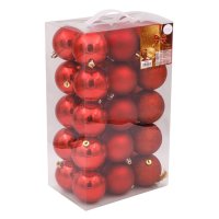 30 броя Комплект Червени коледни топки, снимка 1 - Други стоки за дома - 42673445