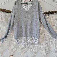 Дамска риза в сиво с имитация на риза, снимка 11 - Блузи с дълъг ръкав и пуловери - 38578399