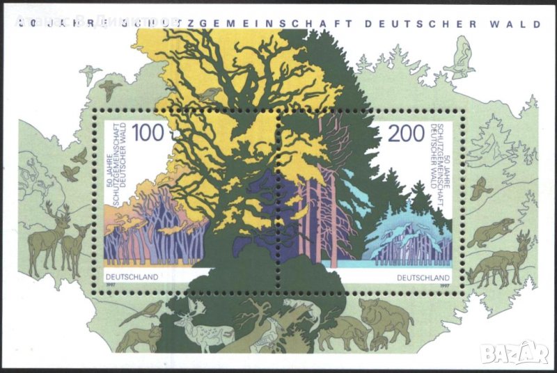 Чист блок 50 години дружество за защита на германските гори 1997 от Германия , снимка 1