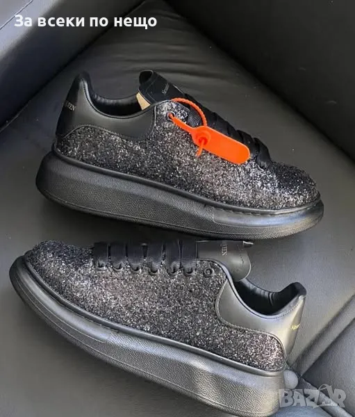 Alexander McQueen Дамски Черни Блестящи Маратонки👟Дамски Спортни Обувки Александър Макуин Код P536, снимка 1