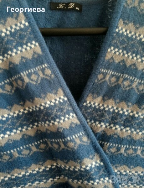 Топла, мека, красива синя рокля от плетиво, снимка 1