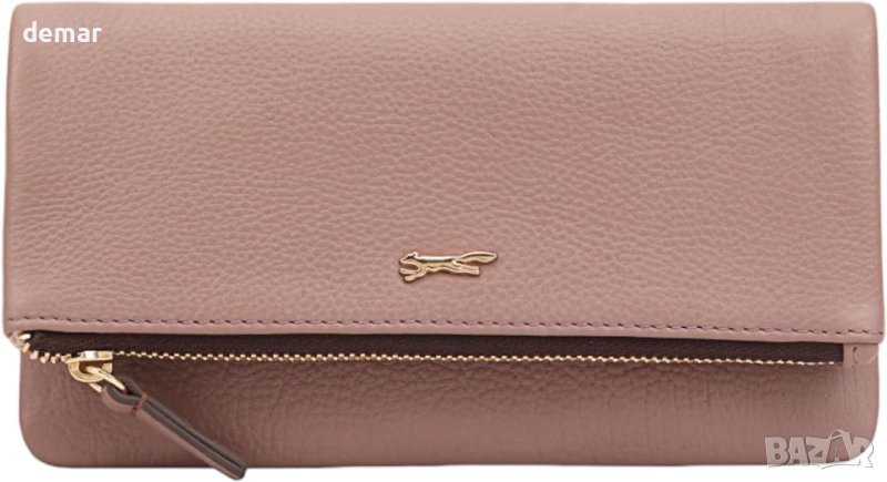 PAUL COSTELLOE Дамско кожено портмоне от естествена кожа с много слота и джобове, пепеляво лилаво, снимка 1