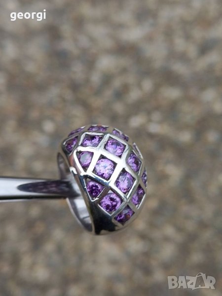 Дамски масивен сребърен пръстен с камъни, снимка 1