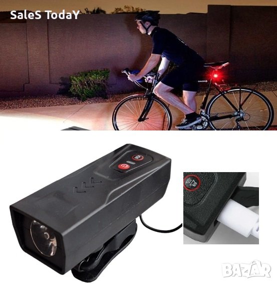 Фар за велосипед, 9,5см, 3 режима, 500 mA, снимка 1