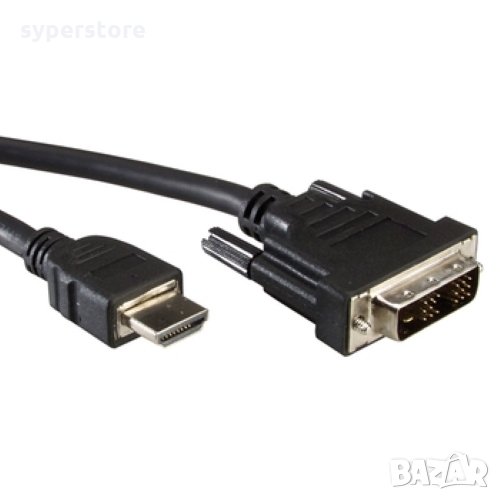 Кабел DVI към HDMI Digital One SP01215 Черен, 1м DVI-D 18+1 to HDMI Type A High Speed M/M, снимка 1