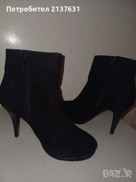 ДАМСКИ  ВЕЛУРЕНИ ЧЕРНИ БОТИ  - N 36, снимка 1