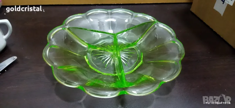 ураново стъкло фруктиера плато , снимка 1