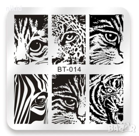 BT-014 коте котки квадратна плочка / щампа шаблон за печат на нокти, снимка 1