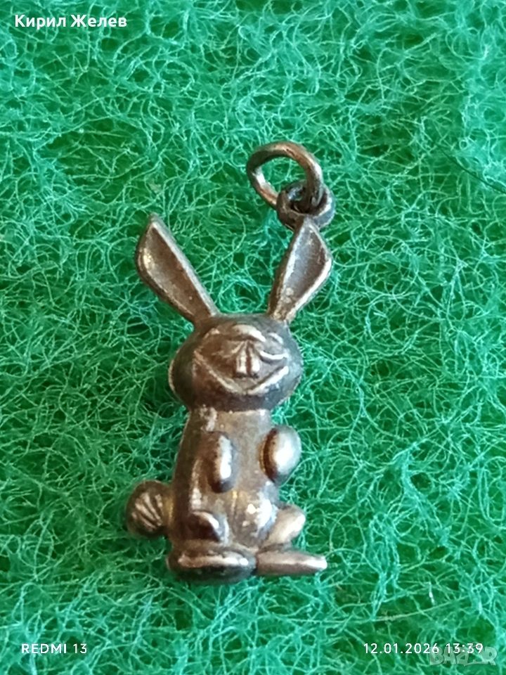 Сребърна висулка ЗАЕК символизира нежност,късмет ново начало 33302, снимка 1